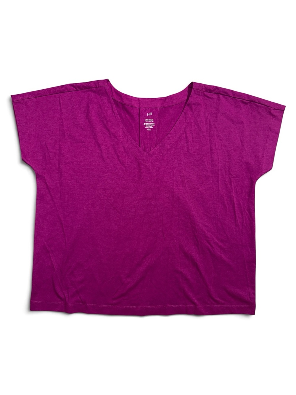 J Jill Large P Magenta Plum Luxe Supima Pleat Back Tee New